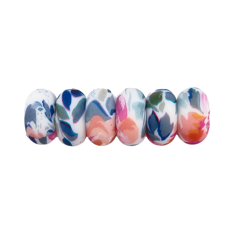 perles en silicone 14 mm - perle perle abacus - Rose motif