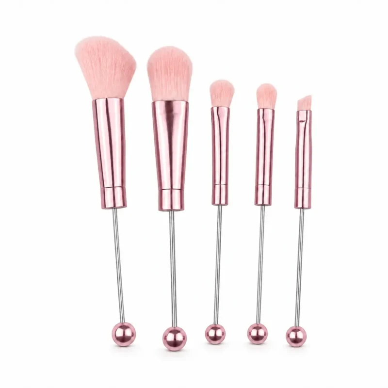 Make-up B&uuml;rste - Auff&auml;delbar - Set mit 5 - Metallic Rosa
