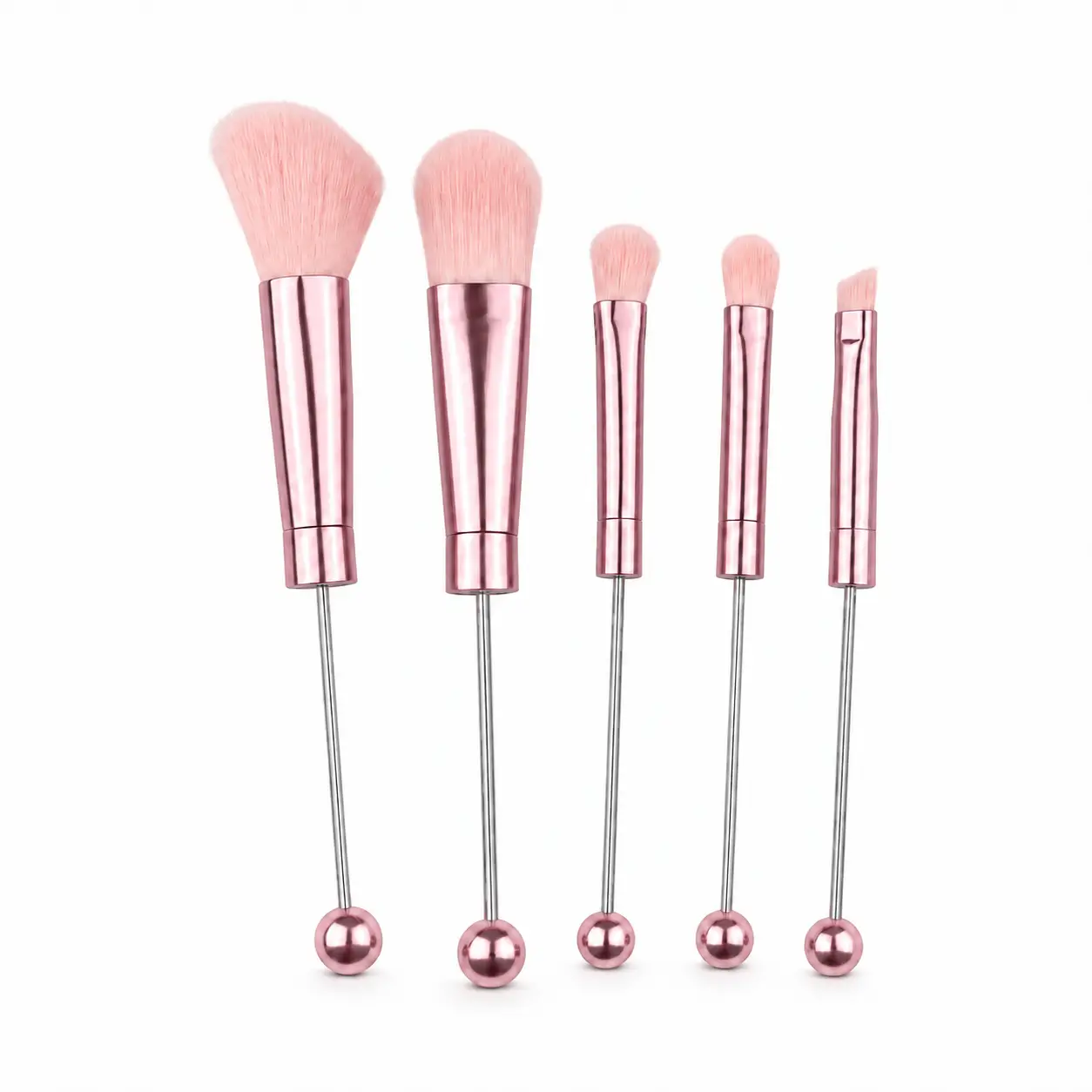 ChatGPT Image 20 sep 2026, 22_50_27 Make-up Bürste - Auffädelbar - Set mit 5 - Metallic Rosa - Afbeelding 1