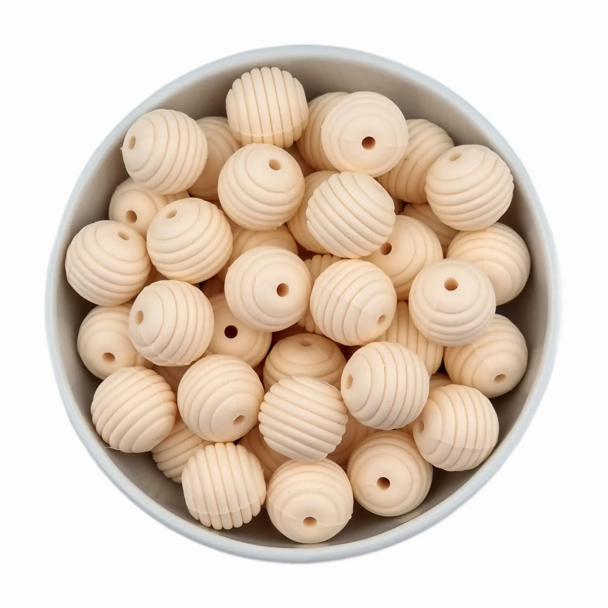20260131_171220 Silikonperlen - Wabe / Riffelung - 16 mm - Elfenbein – Bild 1