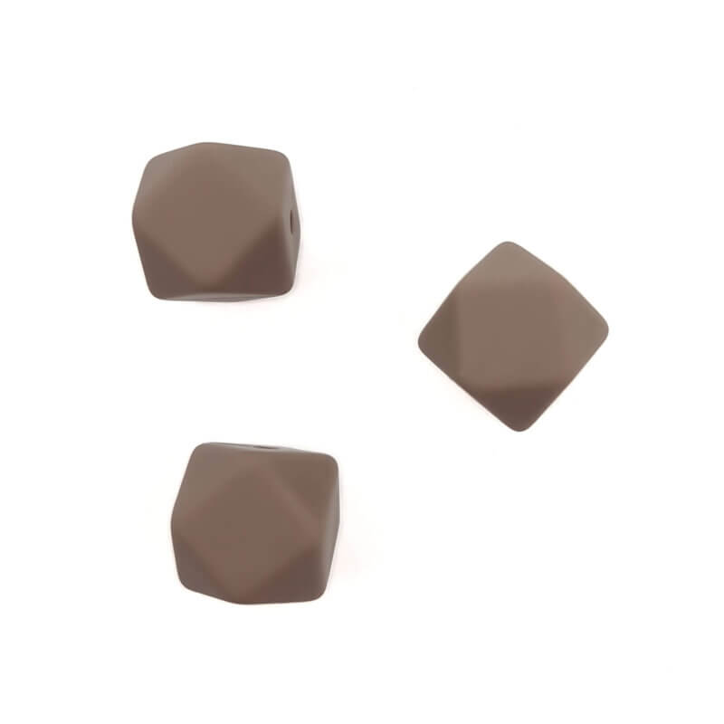 Perles en silicone - Hexagone - 14 mm - Noisette