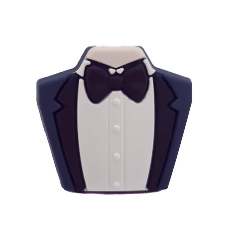 Siliconen kralen - Gelukspoppetje - Mannen Pak/Kostuum - Astilbe/Mat Navy