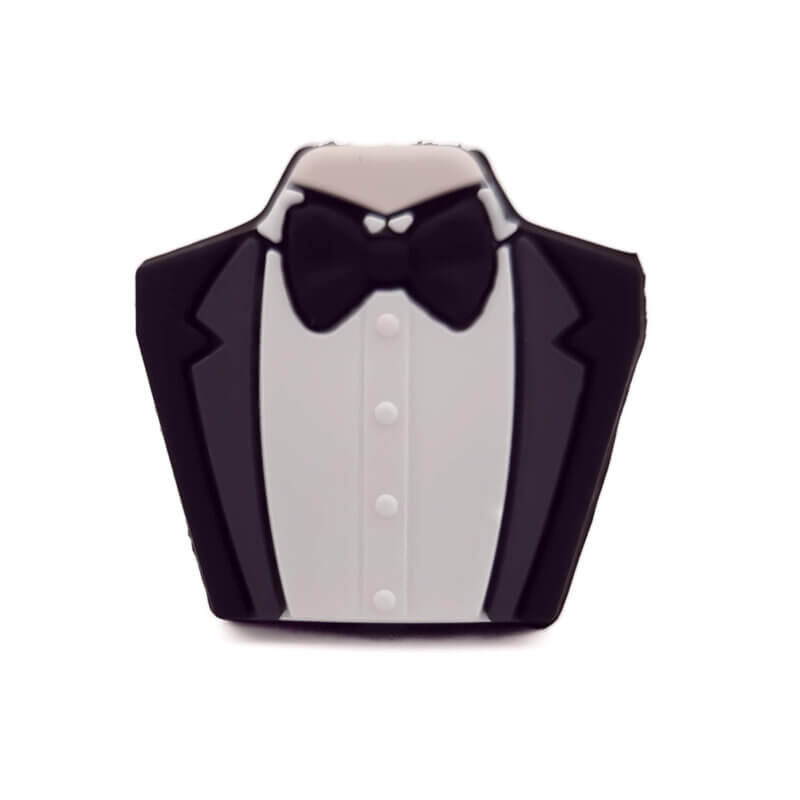 Siliconen kralen - Gelukspoppetje - Mannen Pak/Kostuum - Astilbe/Zwart