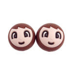 Siliconen kralen - 20 mm - Gezichtje / Gelukspoppetje - Man/Jongen - Astilbe/Kastanje