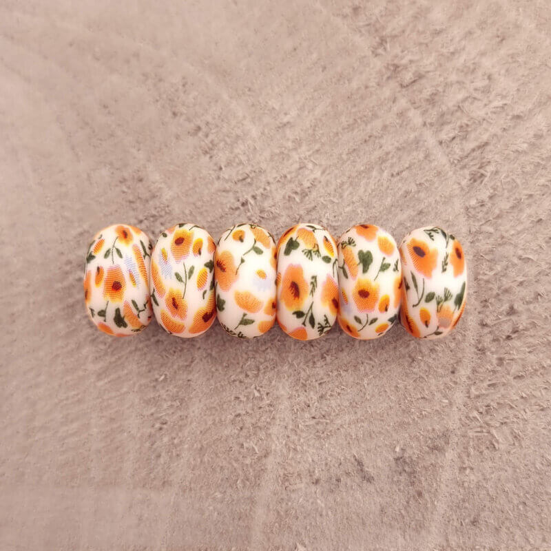 Siliconen kralen 14 mm - Abacus - Boter Bloem Print