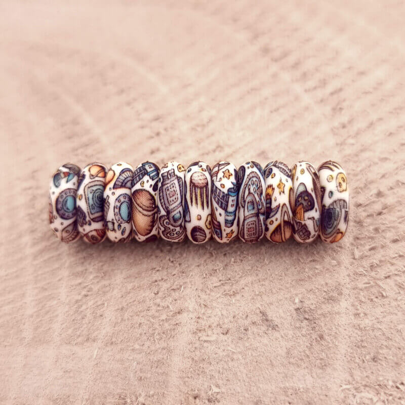 Silikonperlen - Mini Abacus - 12 x 4 mm - Exklusives Jootjes Design - Galaxy Print