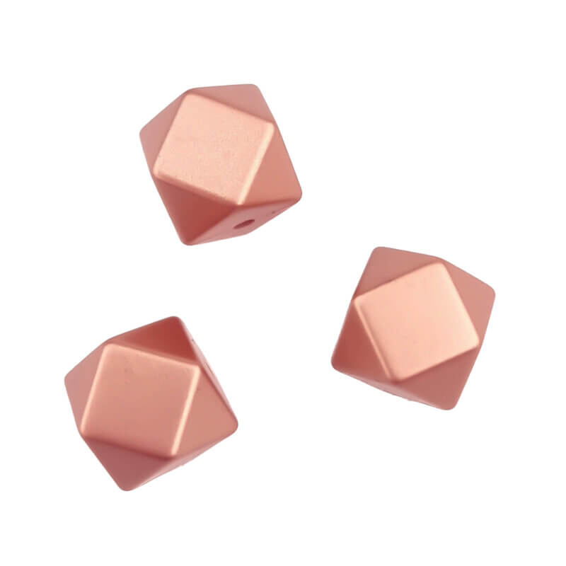 Perles en silicone - Hexagone - 14 mm - Pépite d'or rose