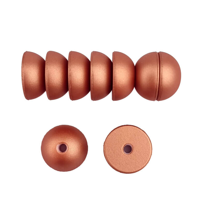 Silikonperlen 12 mm - Halbkugeln - Kupfer Nugget Druck