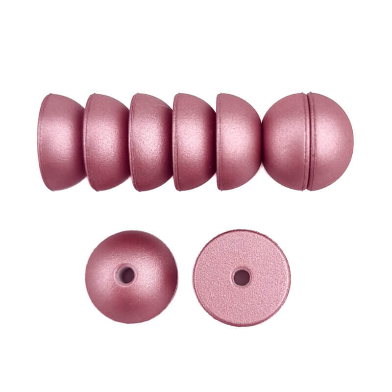 Silikonperlen 12 mm - Halbkugeln - Rose Nugget