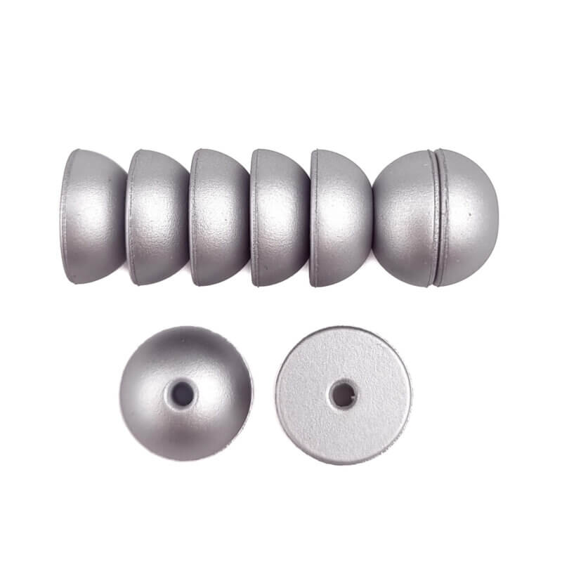 Silikonperlen 12 mm - Halbkugeln - Silber Nugget Druck