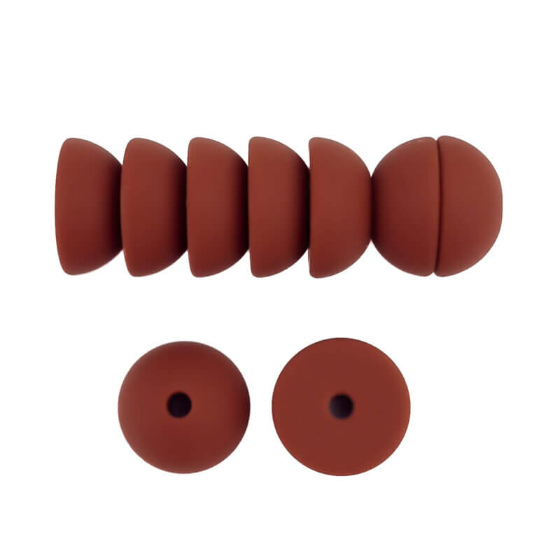 Silikonperlen 12 mm - Halbe Bollekes - Chestnut
