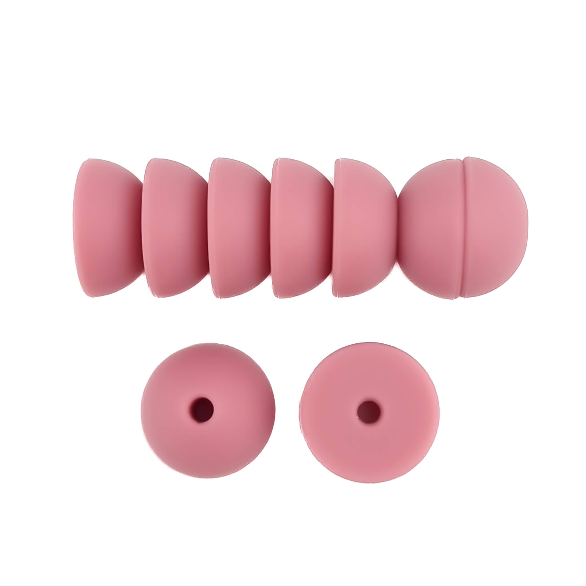 20231101_222909 Silikonperlen 14 mm - Halbkugeln - Himbeere – Bild 1