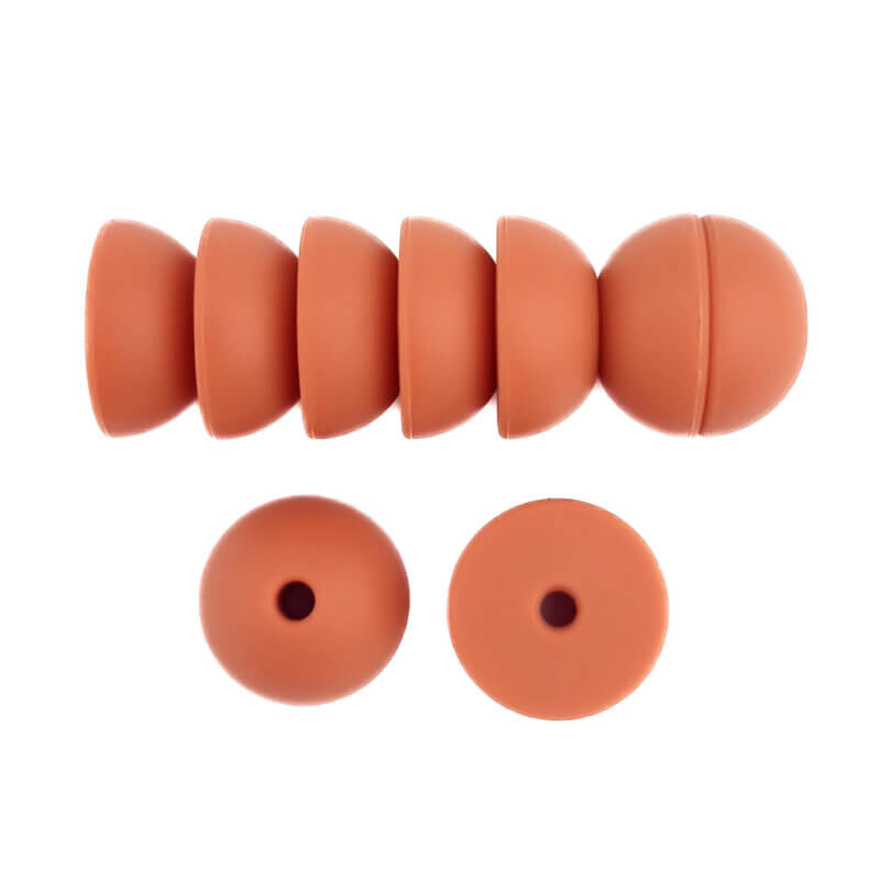 Silikonperlen 12 mm - Halbkugeln - Terracotta