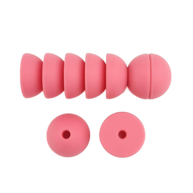Silikonperlen 12 mm - Halbkugeln - Powder Pink