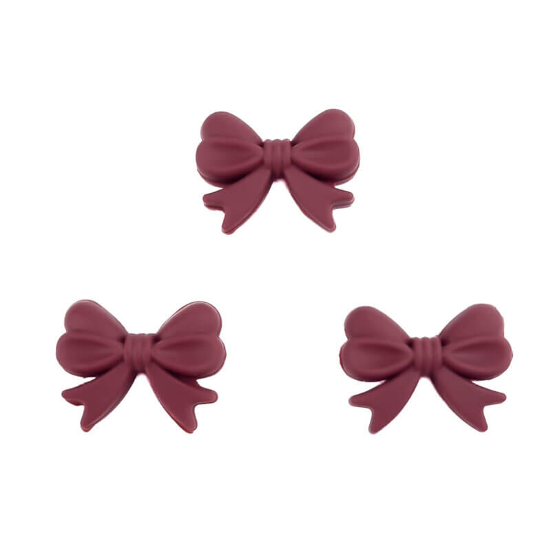 Siliconen kraal - Strik - Burgundy - Horizontaal Rijggat