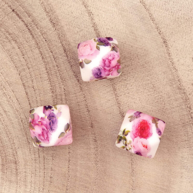 Siliconen kralen - 14 mm - Hexagon - Summer Bouquet Print