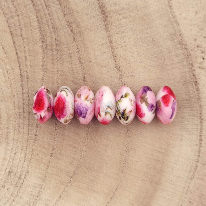 Siliconen kralen - Ovaal - 12 mm - Summer Bouquet Print