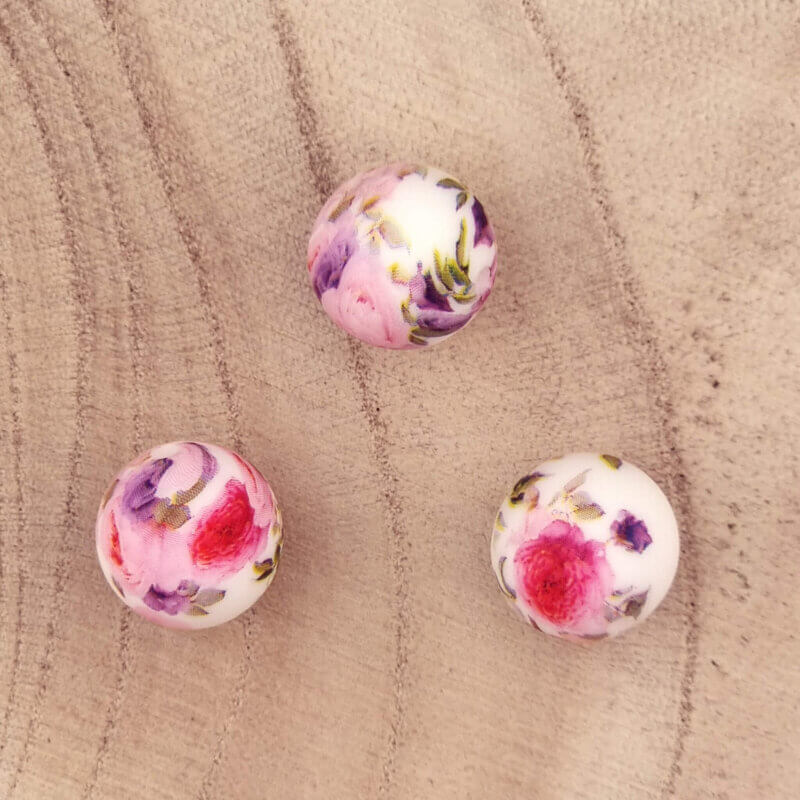 Siliconen kralen 20 mm - Rond - Summer Bouquet Print