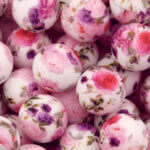 Silikonperlen - 14 mm - Sechseck - Sommerblumenstrauß Druck – Bild 4