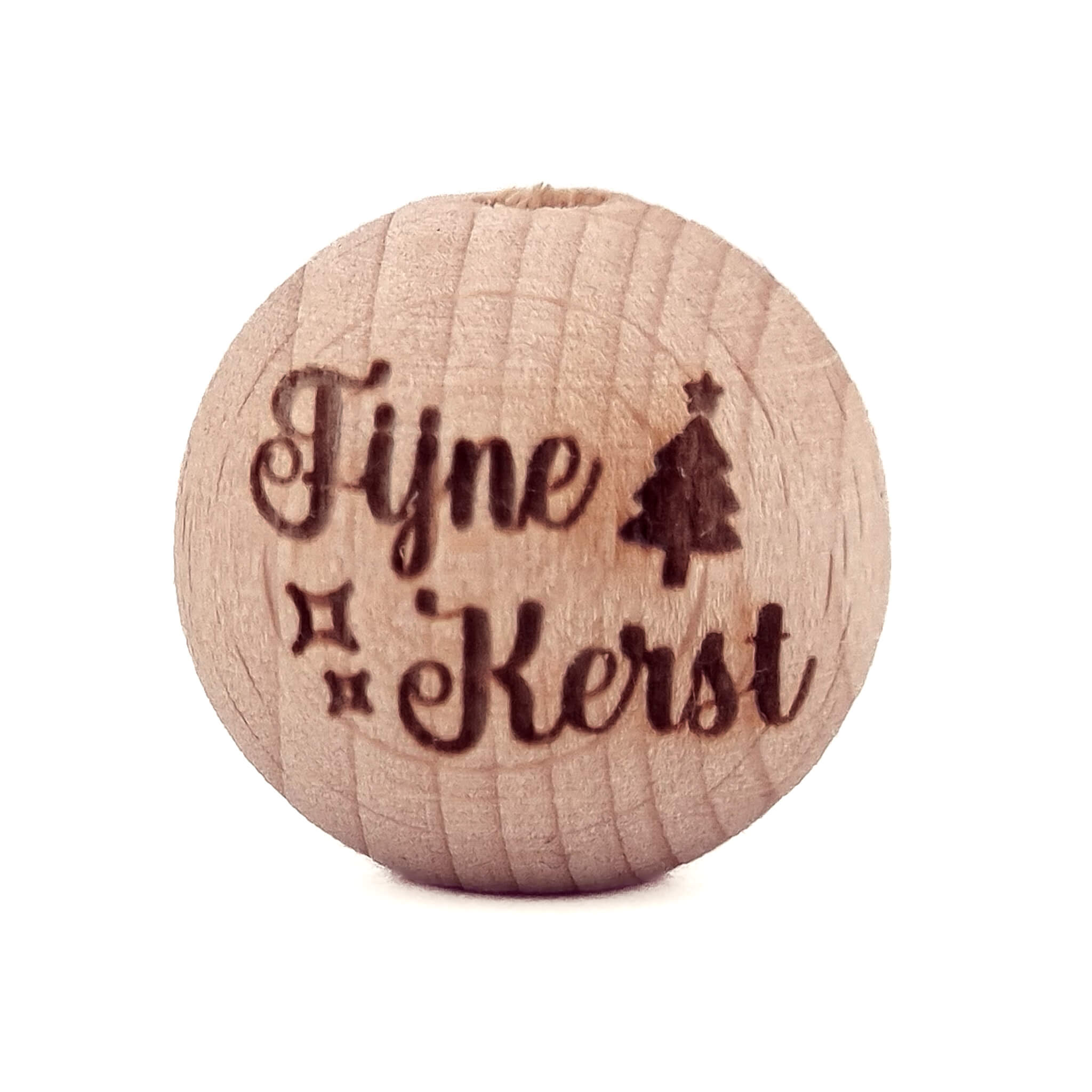 20231103_003851 Houten kraal - Gegraveerd - Beukenhout - 20 mm - Fijne Kerst - Afbeelding 1