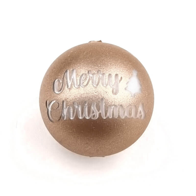Silicone Bead - Engraved - Merry Christmas - Champagne Nugget