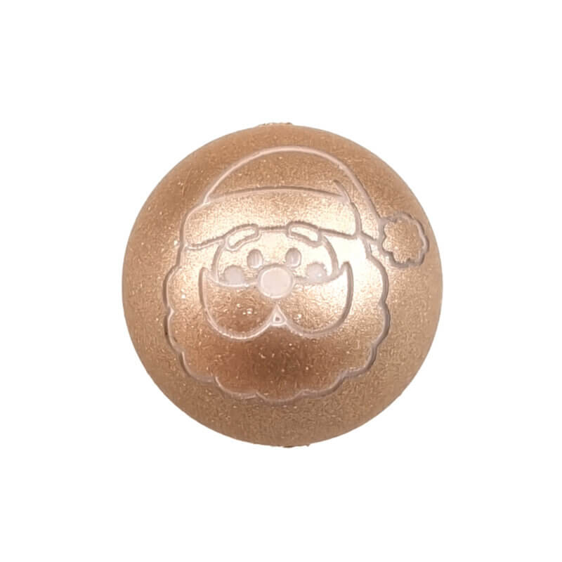 Silicone Bead - Engraved - Santa Claus - Champagne Nugget