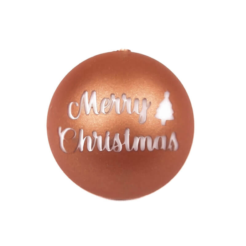 Silicone Bead - Engraved - Merry Christmas - Copper Nugget