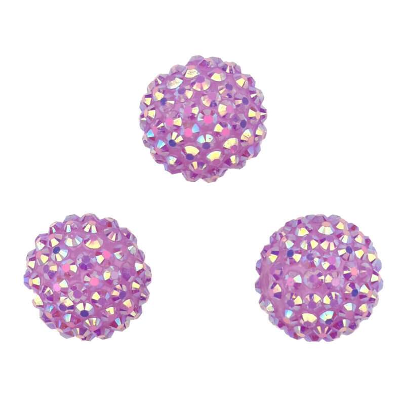 Acryl kralen met Steentjes - 20 mm - Poeder Lila
