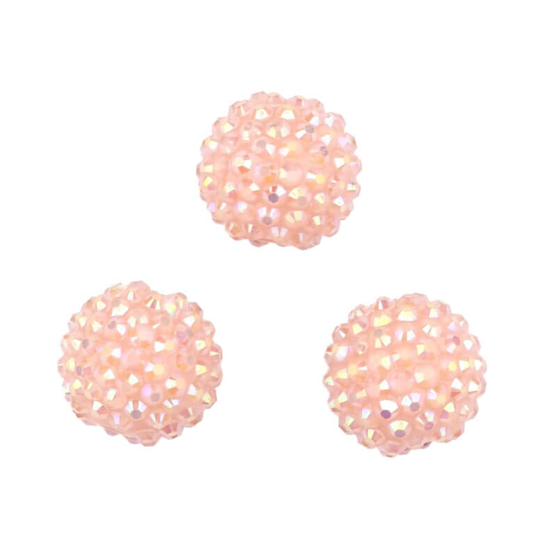 Perles acryliques avec pierres - 20 mm - Peach Nude
