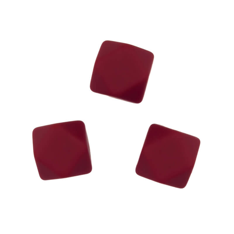 Siliconen kralen - Hexagon - 14 mm - Wijn Rood