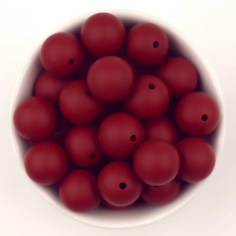 Silikonperlen - 16 mm - Rund - Weinrot
