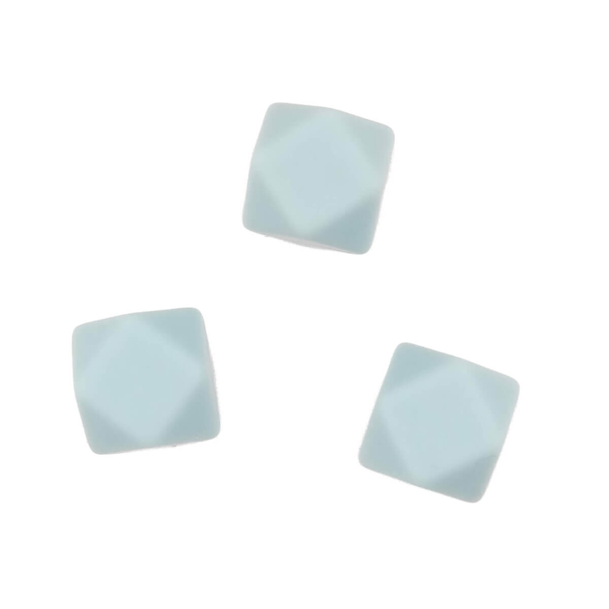 Perles de silicone hexagonales bleu aqua 14 mm
