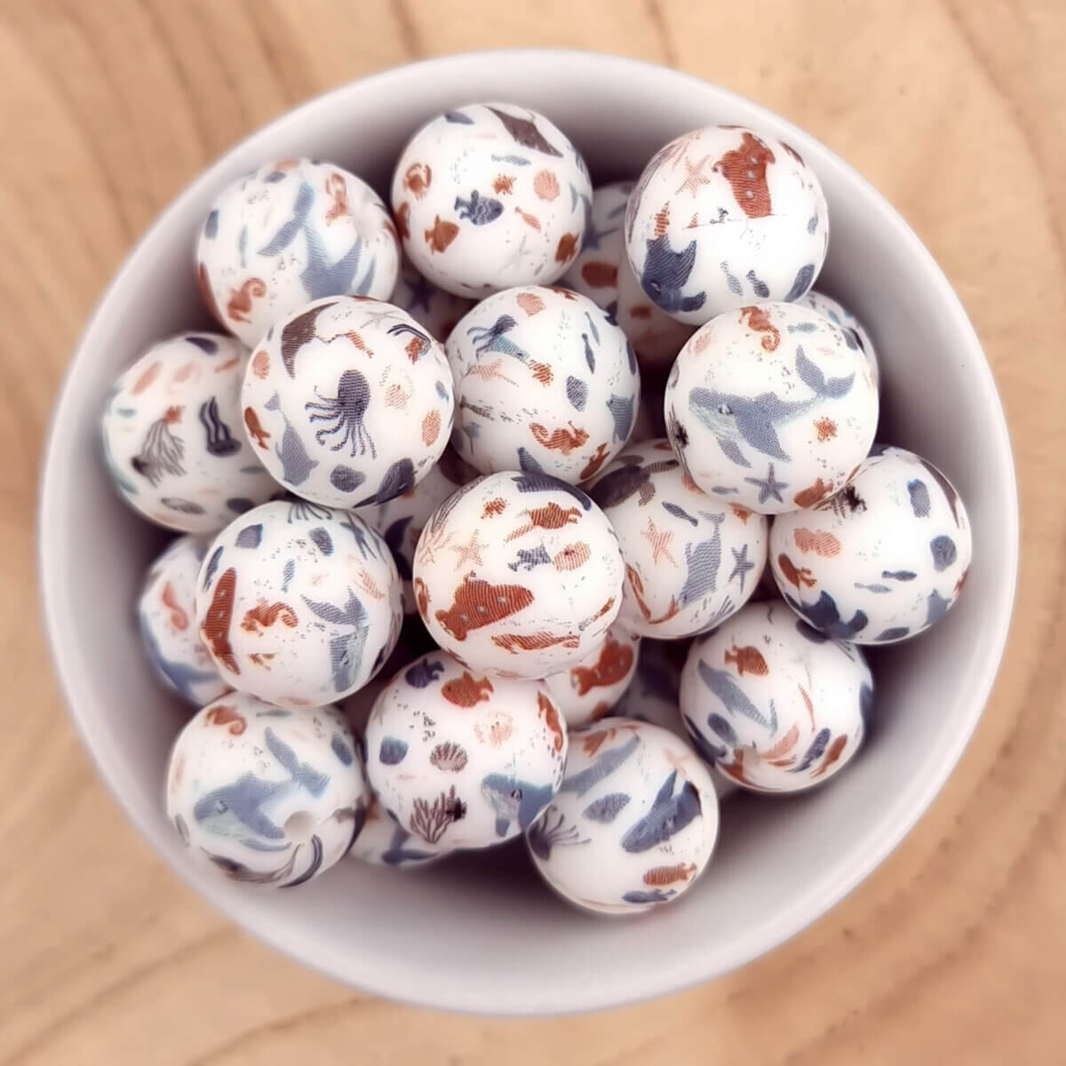 Siliconen kralen - Mini Abacus - 12 x 4 mm - Under Water Print - Afbeelding 2