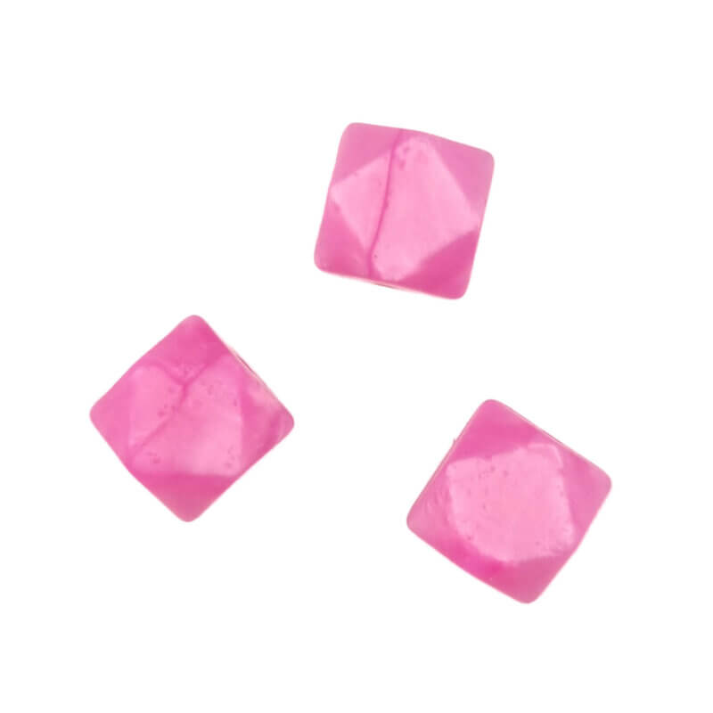 Siliconen kralen - Hexagon - 17 mm - Metallic Magenta