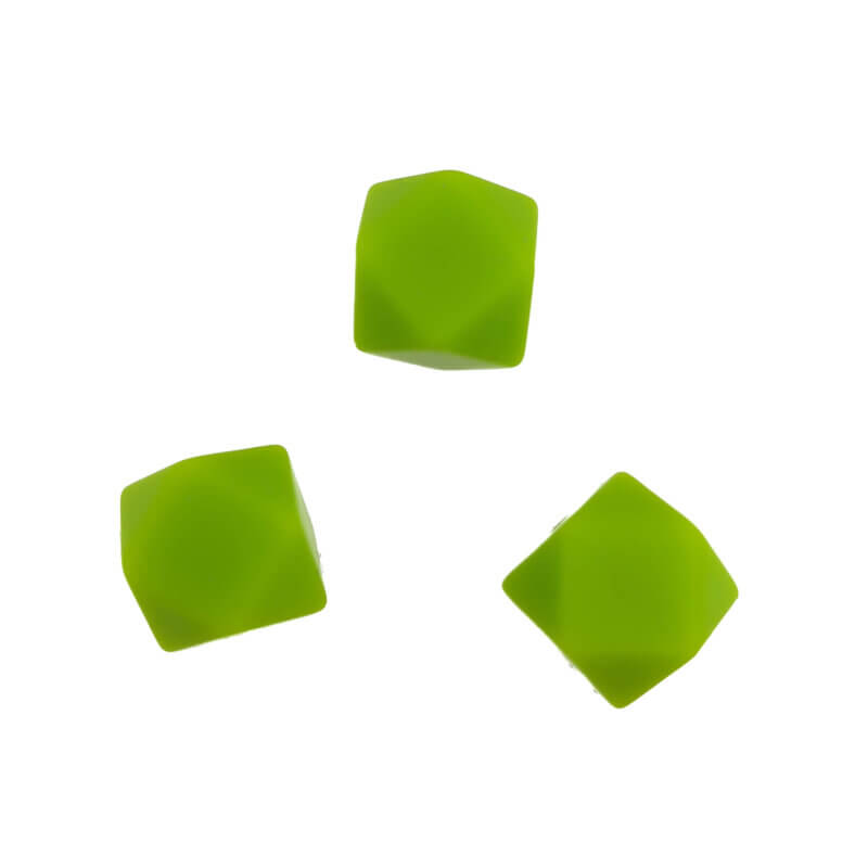 Perles en silicone - Hexagone - 14 mm - Vert perroquet