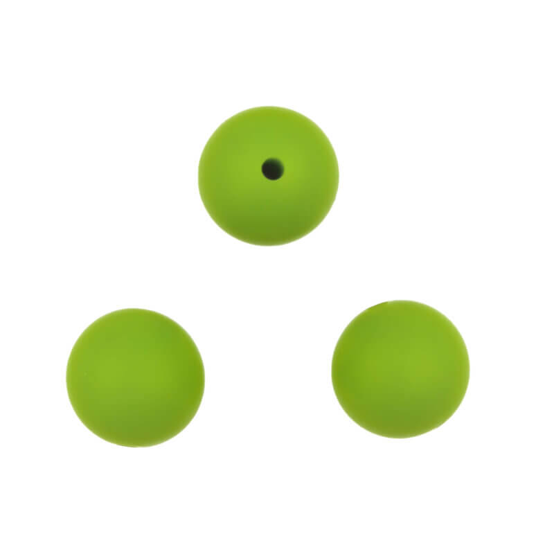 Siliconen kralen 12 mm - Rond - Papegaai groen