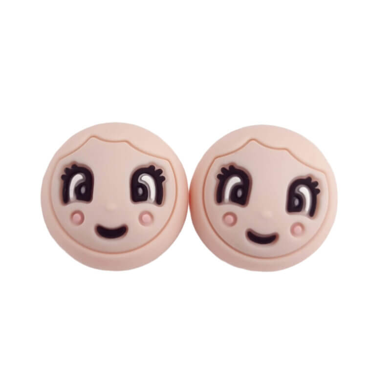 Silikonperlen - 20 mm - Gesicht/Glückspuppe - Mädchen/Frau Astilbe/Hellpfirsich