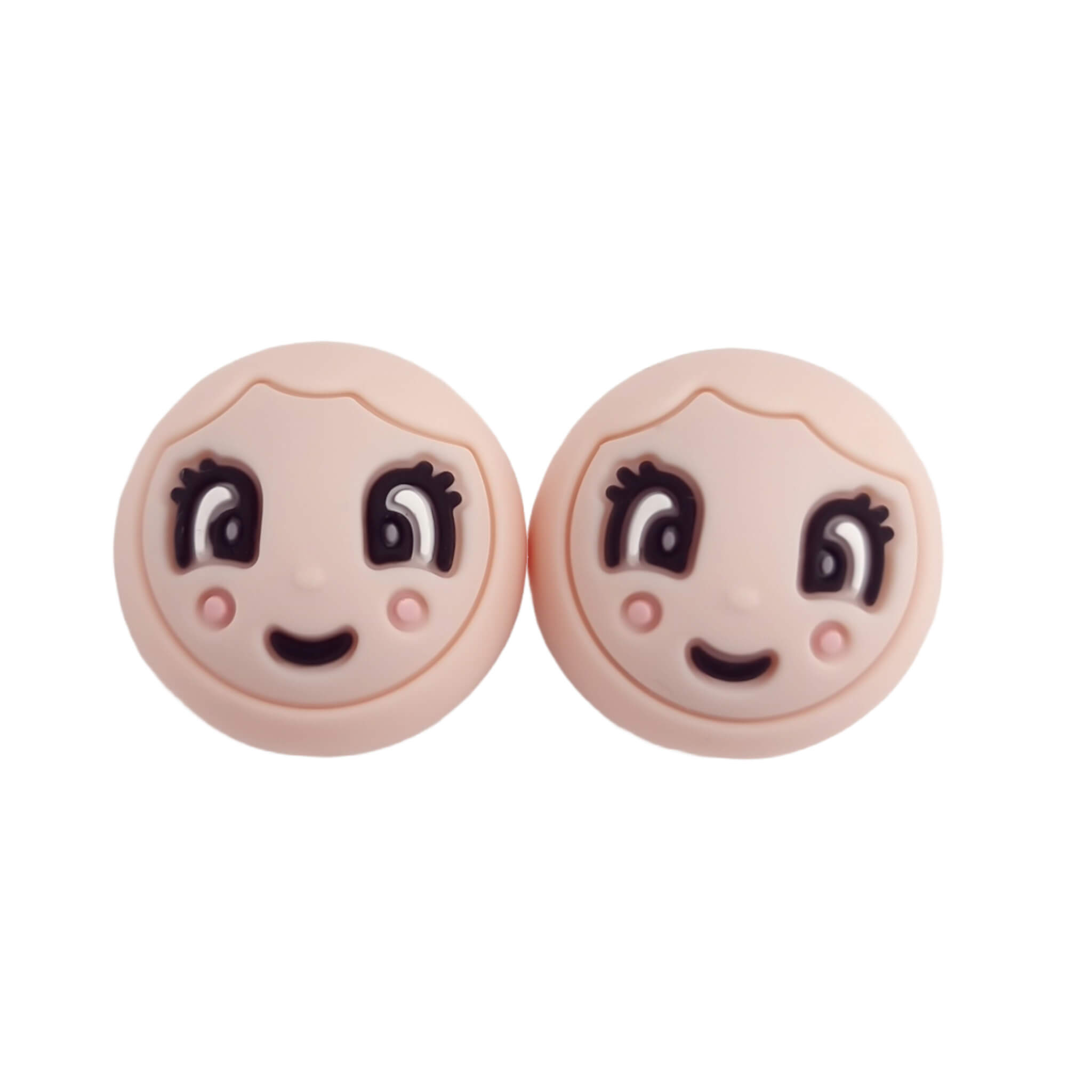 Untitled (22) Siliconen kralen - 20 mm - Gezichtje / Gelukspoppetje - Meisje/Vrouw Astilbe/Licht Perzik - Afbeelding 1