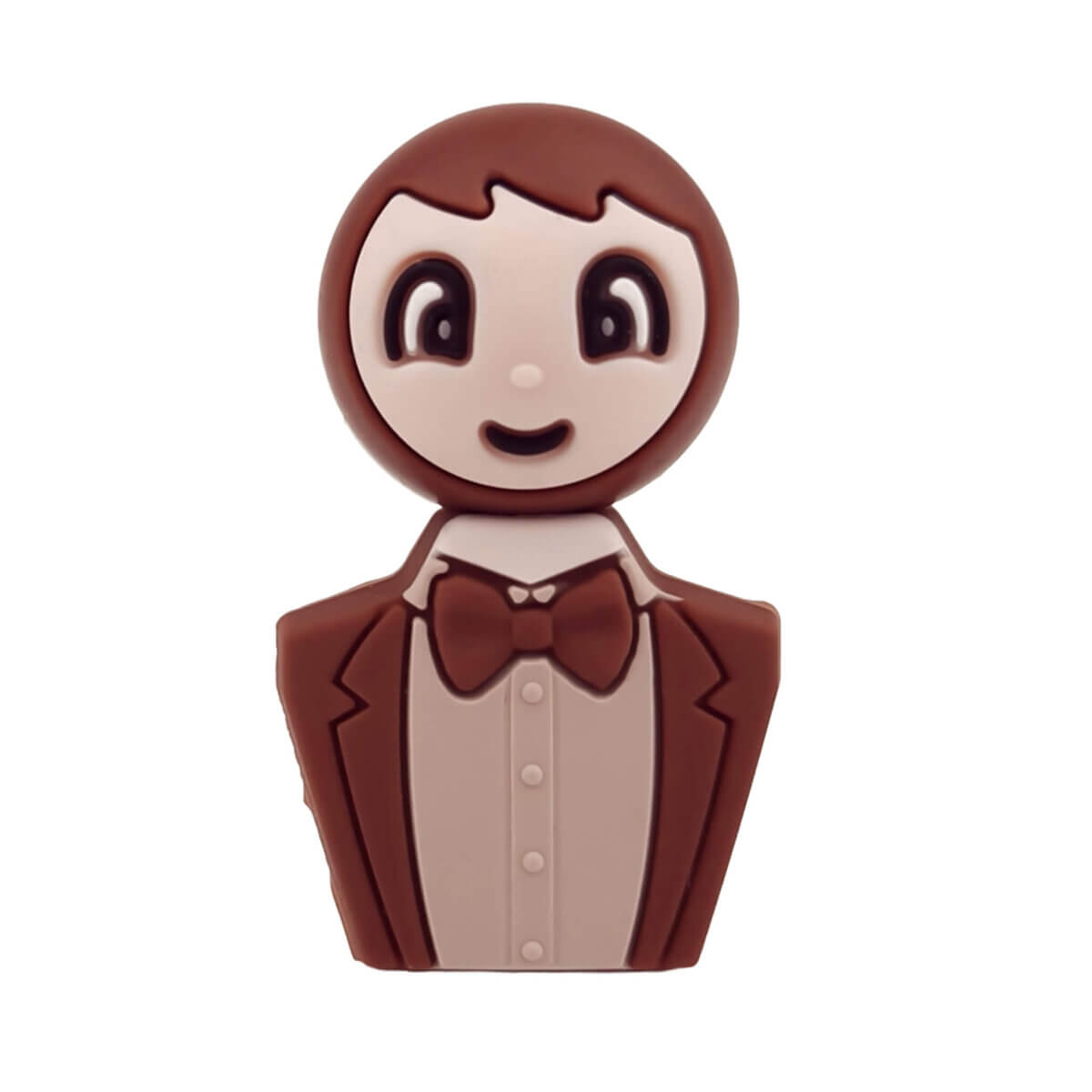 Siliconen kralen - 20 mm - Gezichtje / Gelukspoppetje - Man/Jongen - Astilbe/Kastanje - Afbeelding 2