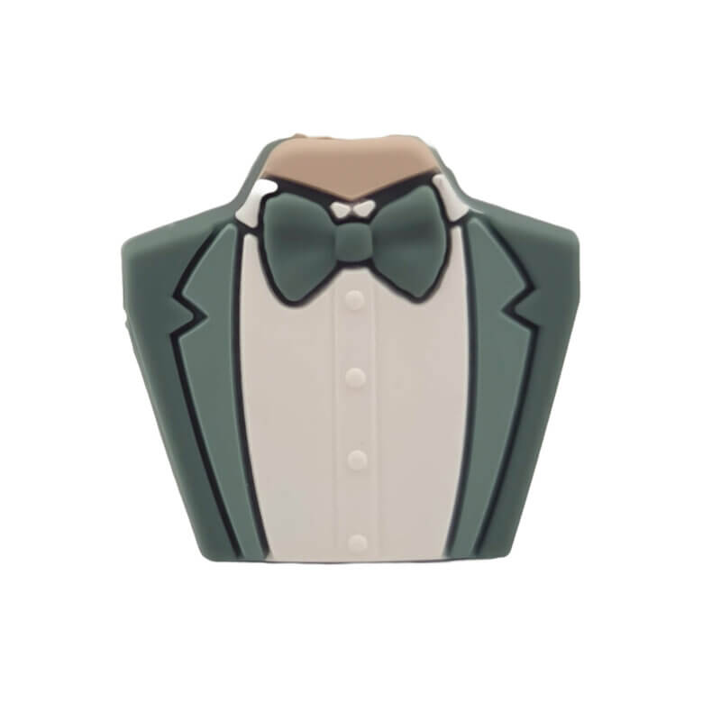 Siliconen kralen - Gelukspoppetje - Mannen Pak/Kostuum - Donker Tijm/Salie Groen/Wood