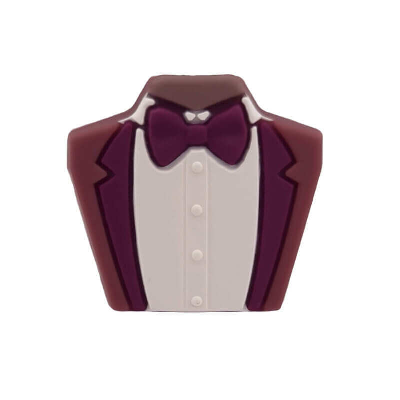 Siliconen kralen - Gelukspoppetje - Mannen Pak/Kostuum - Brownie/Berry/Burgundy