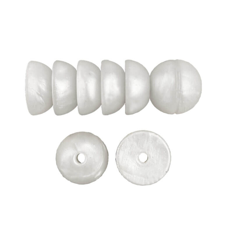Silikonperlen 12 mm - Halbkugeln - Metallic Pearl weiß