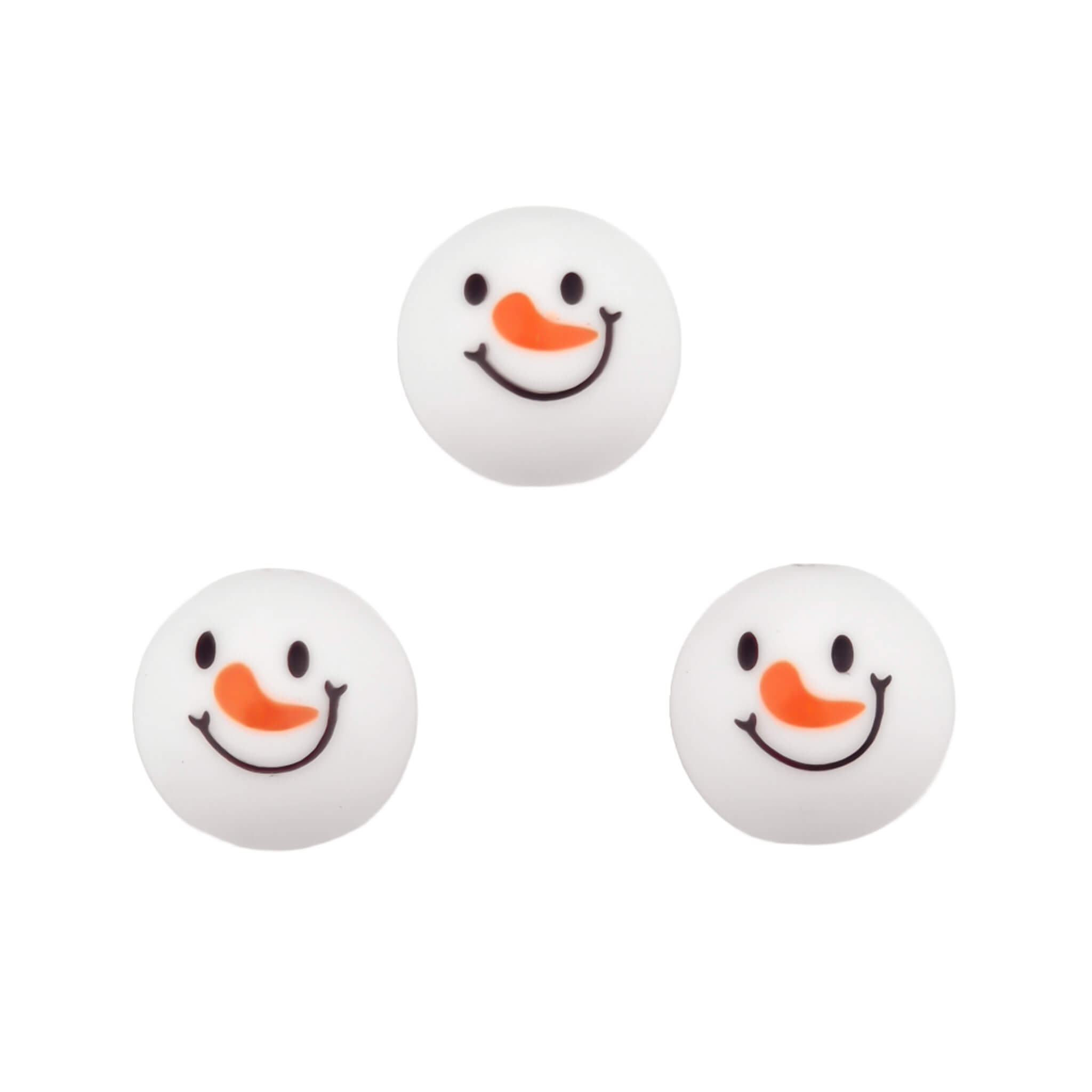 Untitled (5) Siliconen kralen 16 mm - Rond - Sneeuwpop Hoofd Wit - Afbeelding 1