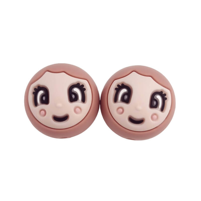 Silikonperlen - 20 mm - Gesicht/Glückspuppe - Mädchen/Frau Astilbe/Rosewood