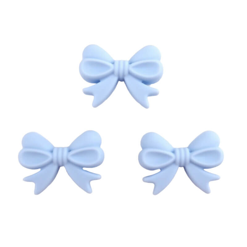 Silikonperlen - Schleife - Vertikales Gewindeloch - Helles Puderblau