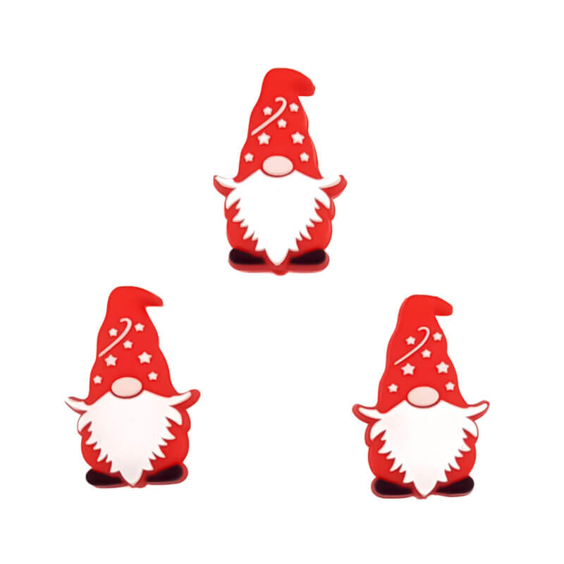 Siliconen kralen - Gnome / Tuinkabouter met Baard - Brandweer Rood