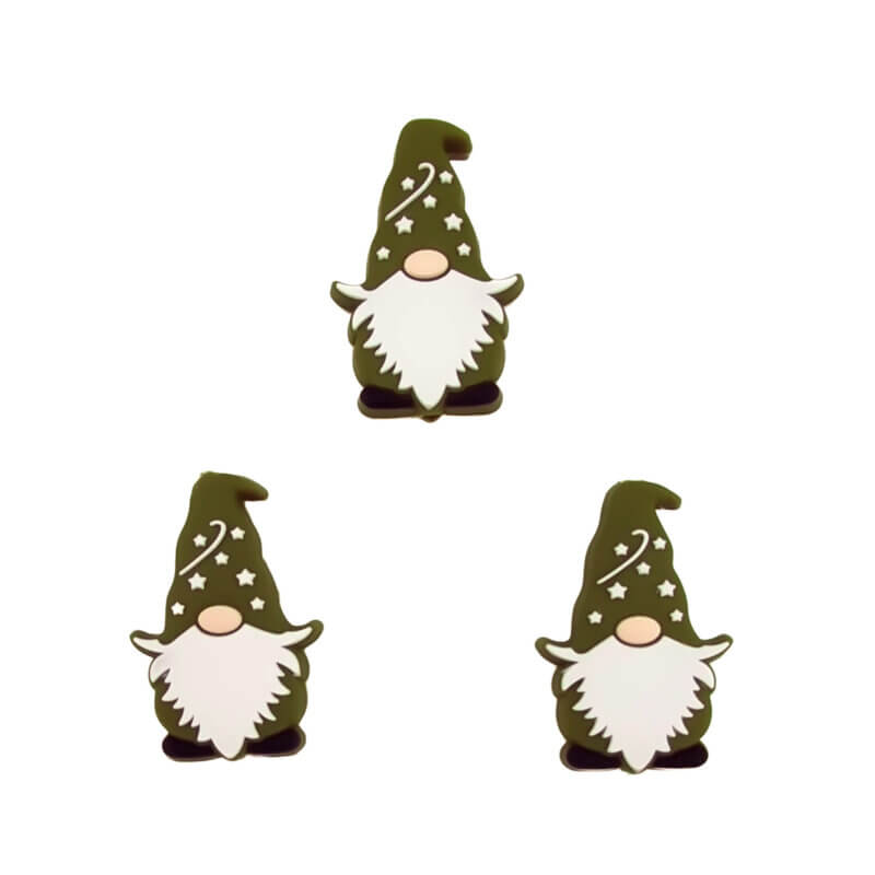 Siliconen kralen - Gnome / Tuinkabouter met Baard - Mos Groen