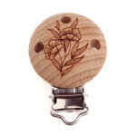 Gravierte Schnullerclips aus Holz - EN12586 - Mohn