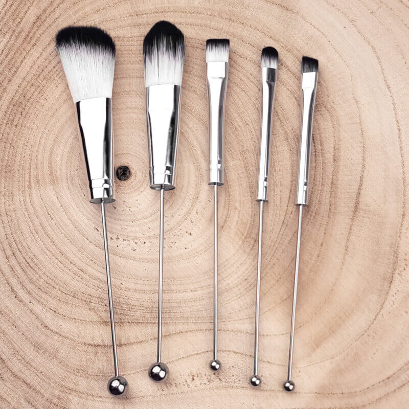 Maquillage Maquillage Argent Pinceau Rowable Silicone Perles Personnalisé Cadeau Maman Fille Vacances Mariage