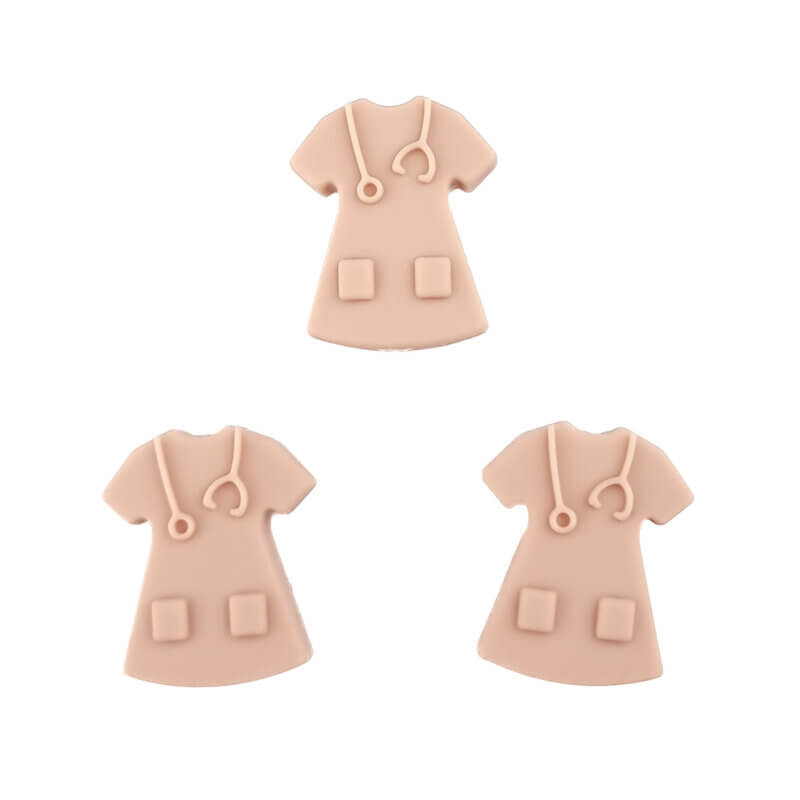 Silikonperlen - Krankenschwestern - Uniform - Holz